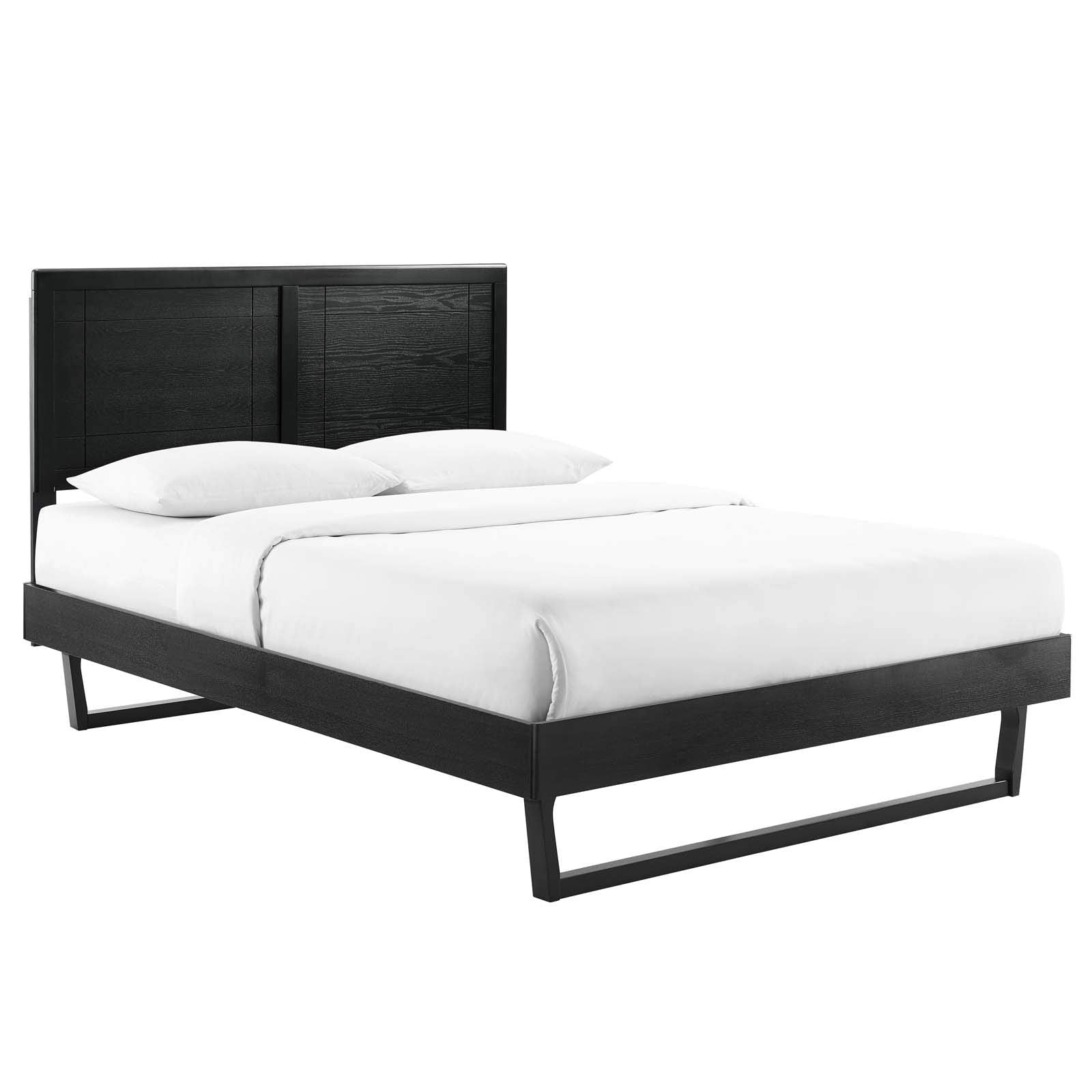 Modway Marlee Wood Queen Platform Bed In Black With Angular Frame